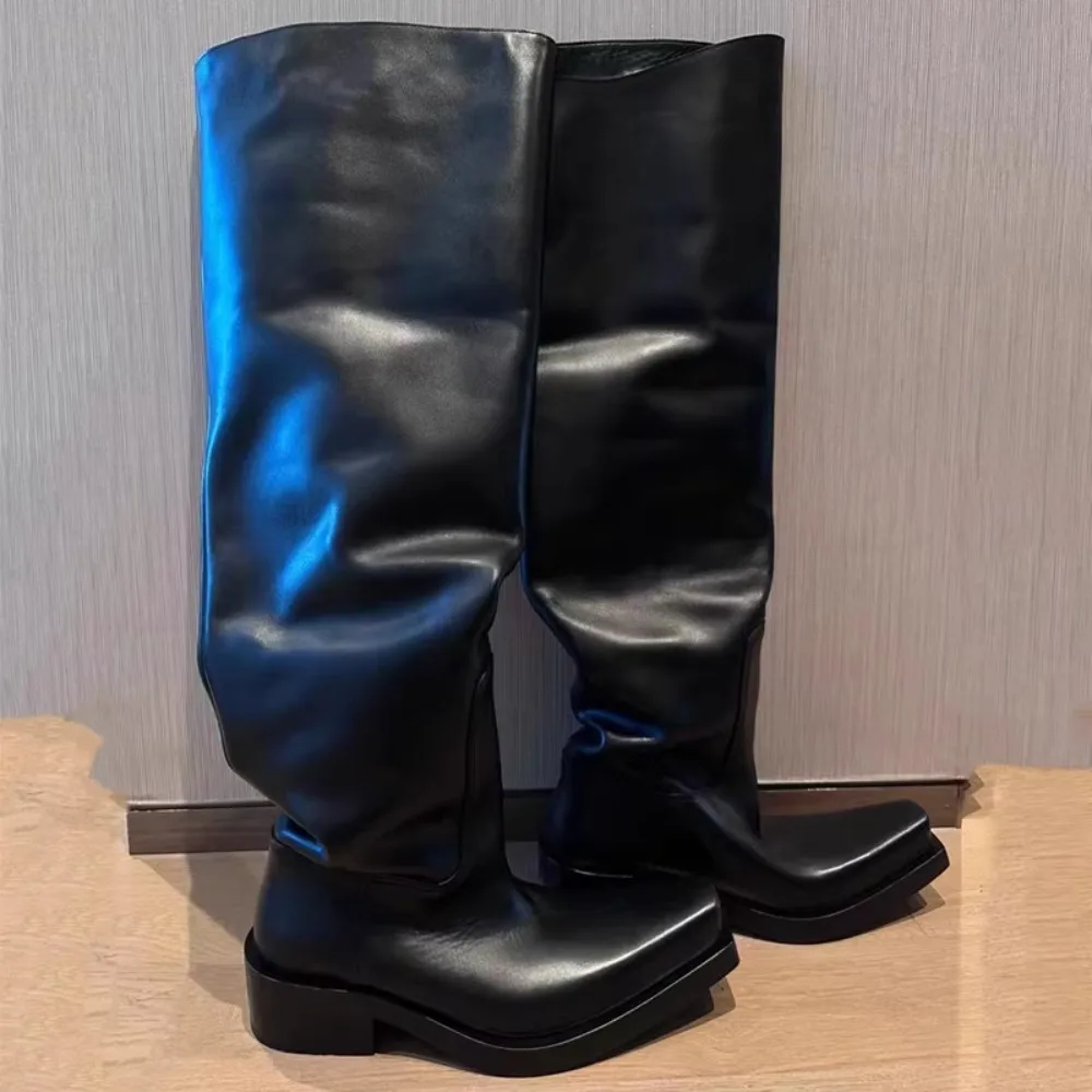 Black Riding Boots for Women M - Pipe Bending Spring 评论和价格
