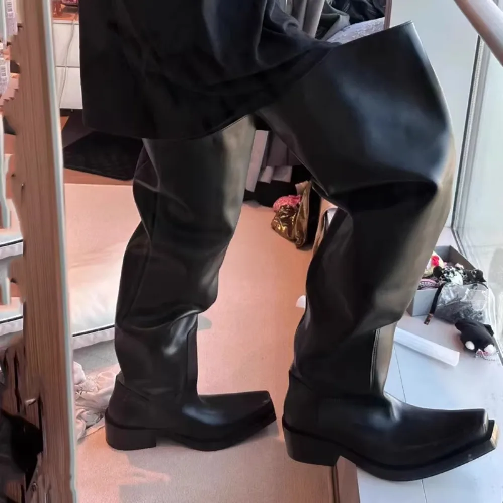 Black Riding Boots for Women M - Pipe Bending Spring 评论和价格